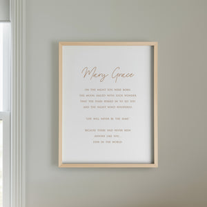 “On the Night You Were Born” Engraved Wall Sign – Personalized Nursery & Kids Room Décor