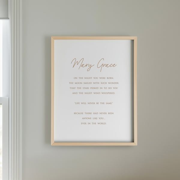 “On the Night You Were Born” Engraved Wall Sign – Personalized Nursery & Kids Room Décor