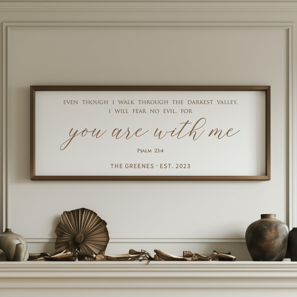 “I Will Fear No Evil” Psalm 23:4 Scripture Wall Art – Engraved Christian Home Décor