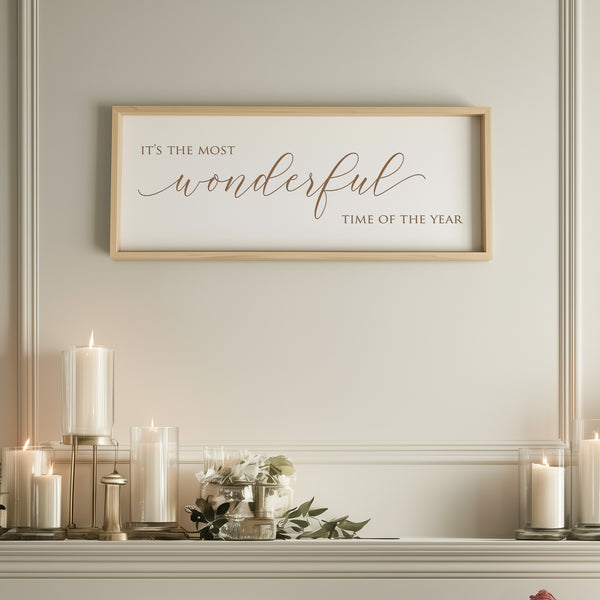 “It’s the Most Wonderful Time of the Year” Engraved Wall Sign – Personalized Christmas Home Décor