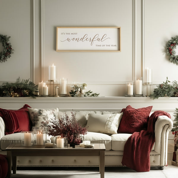 “It’s the Most Wonderful Time of the Year” Engraved Wall Sign – Personalized Christmas Home Décor