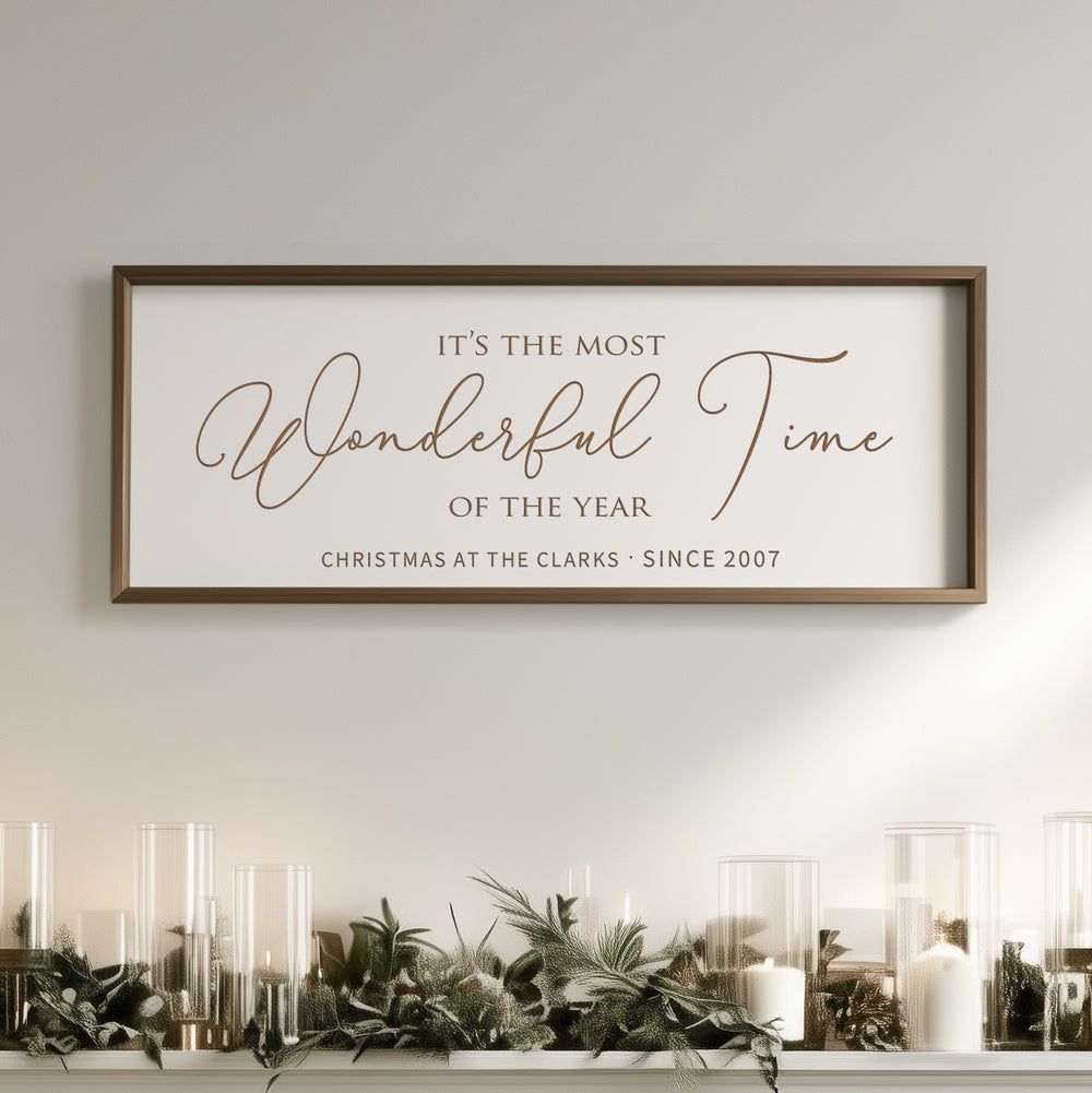 “It’s the Most Wonderful Time of the Year” Engraved Christmas Wall Art – Rustic Holiday Home Sign