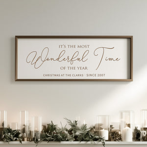 “It’s the Most Wonderful Time of the Year” Engraved Christmas Wall Art – Rustic Holiday Home Sign