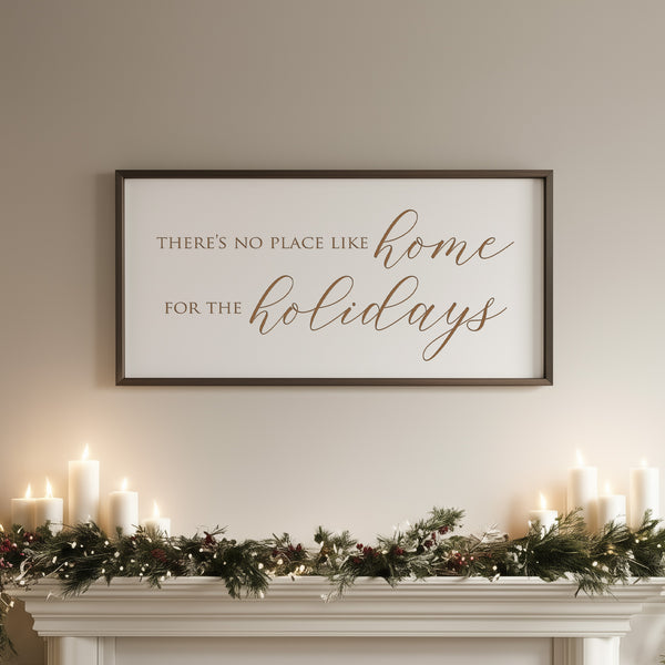 “There’s No Place Like Home for the Holidays” Engraved Wall Sign – Personalized Christmas Home Décor