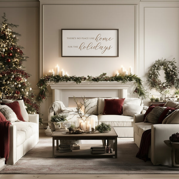 “There’s No Place Like Home for the Holidays” Engraved Wall Sign – Personalized Christmas Home Décor
