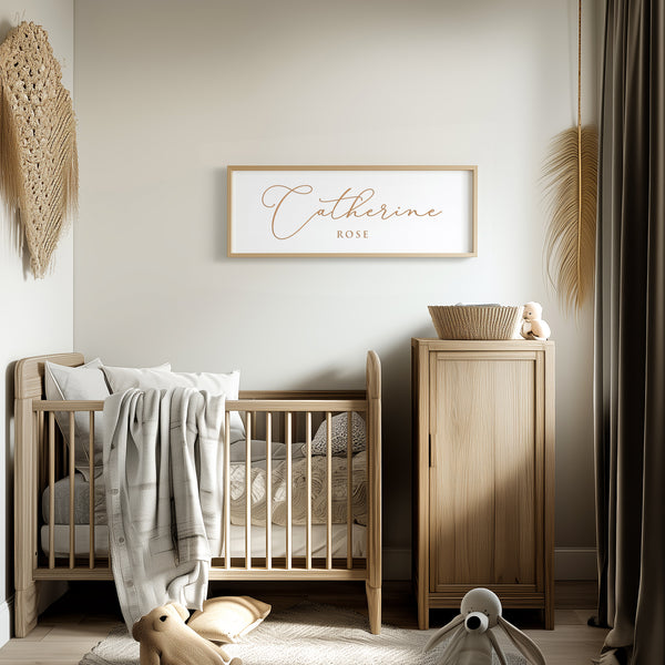 Personalized Baby Name Sign – Elegant Engraved Wall Art with First and Middle Name – Nursery Room Décor