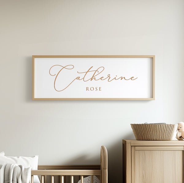 Personalized Baby Name Sign – Elegant Engraved Wall Art with First and Middle Name – Nursery Room Décor
