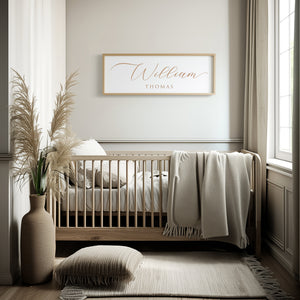 Custom Engraved Name Sign – Minimalist Nursery Wall Art with Baby’s First and Middle Name – Personalized Baby Décor