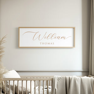 Custom Engraved Name Sign – Minimalist Nursery Wall Art with Baby’s First and Middle Name – Personalized Baby Décor