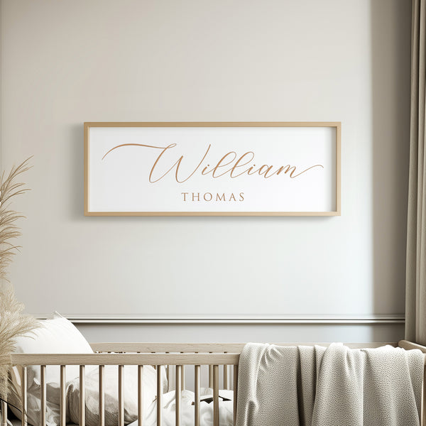 Custom Engraved Name Sign – Minimalist Nursery Wall Art with Baby’s First and Middle Name – Personalized Baby Décor