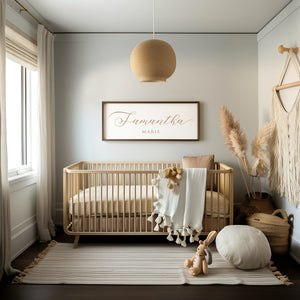 Custom Engraved Name Sign – Minimalist Nursery Wall Art with Baby’s First and Middle Name – Personalized Baby Décor