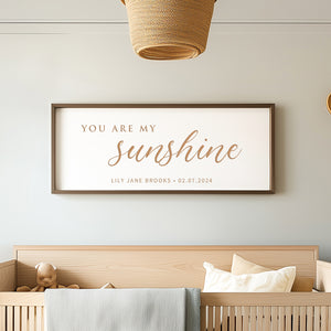 “You Are My Sunshine” Personalized Nursery Sign – Custom Engraved Baby Room Wall Art with Name & Date