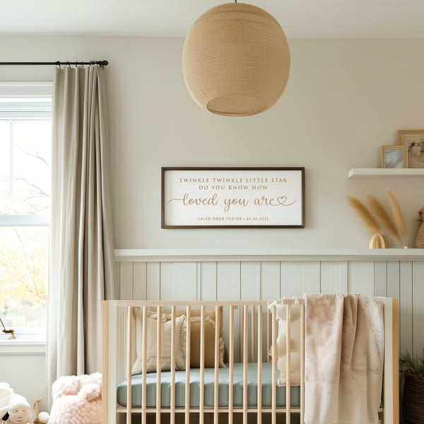 “Twinkle Twinkle Little Star” Personalized Baby Sign – Engraved Nursery Wall Art with Name & Date