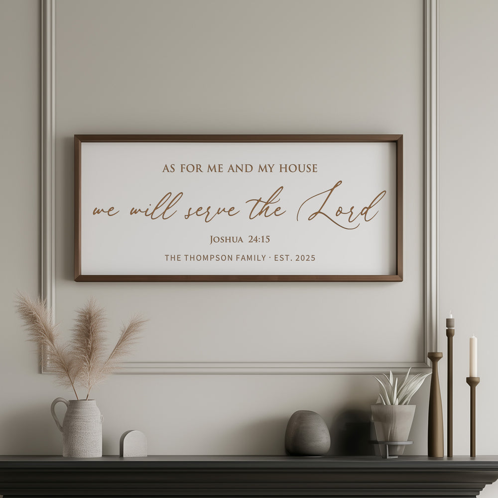 “We Will Serve the Lord” Joshua 24:15 Sign – Personalized Scripture Wall Art with Family Name & Year