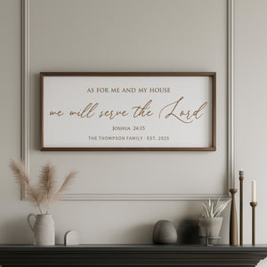 “We Will Serve the Lord” Joshua 24:15 Sign – Personalized Scripture Wall Art with Family Name & Year