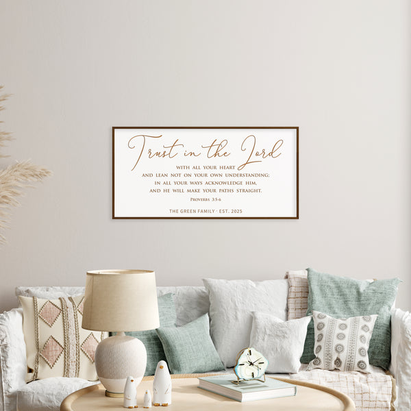 “Trust in the Lord” Personalized Scripture Wall Art – Proverbs 3:5-6 Christian Home Decor