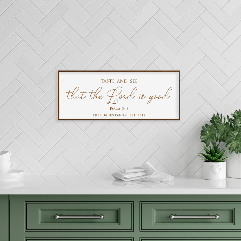 Personalized “Taste and See” Kitchen Scripture Sign – Psalm 34:8 Wall Art