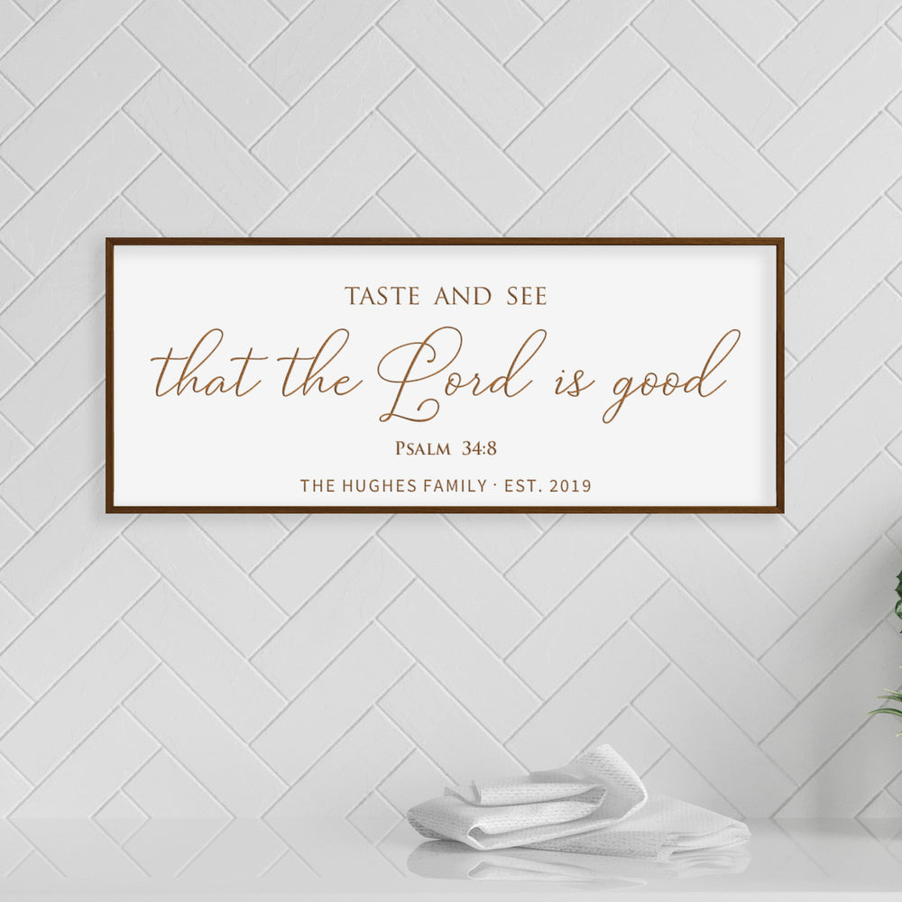 Personalized “Taste and See” Kitchen Scripture Sign – Psalm 34:8 Wall Art