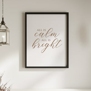 “All Is Calm, All Is Bright” Engraved Wall Sign – Personalized Christmas Home Décor