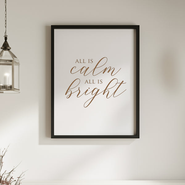 “All Is Calm, All Is Bright” Engraved Wall Sign – Personalized Christmas Home Décor