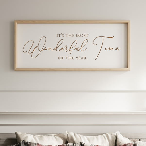 “It’s the Most Wonderful Time of the Year” Engraved Christmas Wall Art – Rustic Holiday Home Sign