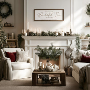 “It’s the Most Wonderful Time of the Year” Engraved Christmas Wall Art – Rustic Holiday Home Sign