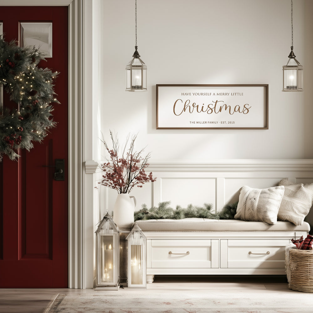 “Have Yourself a Merry Little Christmas” Engraved Wall Sign – Personalized Holiday Home Décor