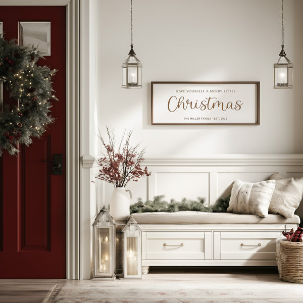 “Have Yourself a Merry Little Christmas” Engraved Wall Sign – Personalized Holiday Home Décor