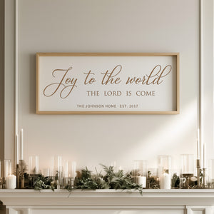 “Joy to the World, the Lord Is Come” Engraved Christmas Wall Sign – Personalized Christian Holiday Décor