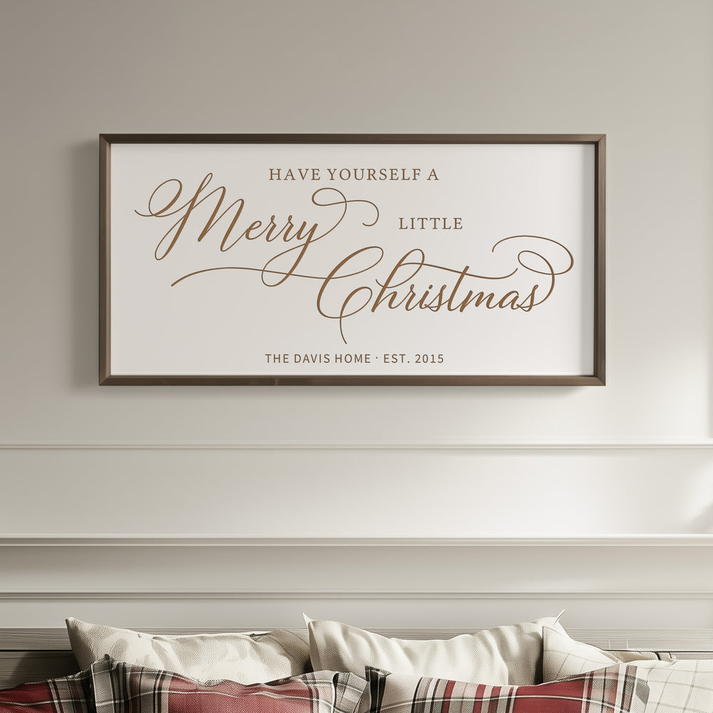 “Have Yourself a Merry Little Christmas” Engraved Wall Art – Rustic Holiday Home Sign