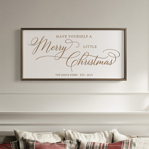 “Have Yourself a Merry Little Christmas” Engraved Wall Art – Rustic Holiday Home Sign