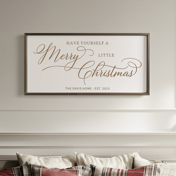 “Have Yourself a Merry Little Christmas” Engraved Wall Art – Rustic Holiday Home Sign
