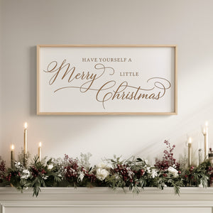 “Have Yourself a Merry Little Christmas” Engraved Wall Art – Rustic Holiday Home Sign
