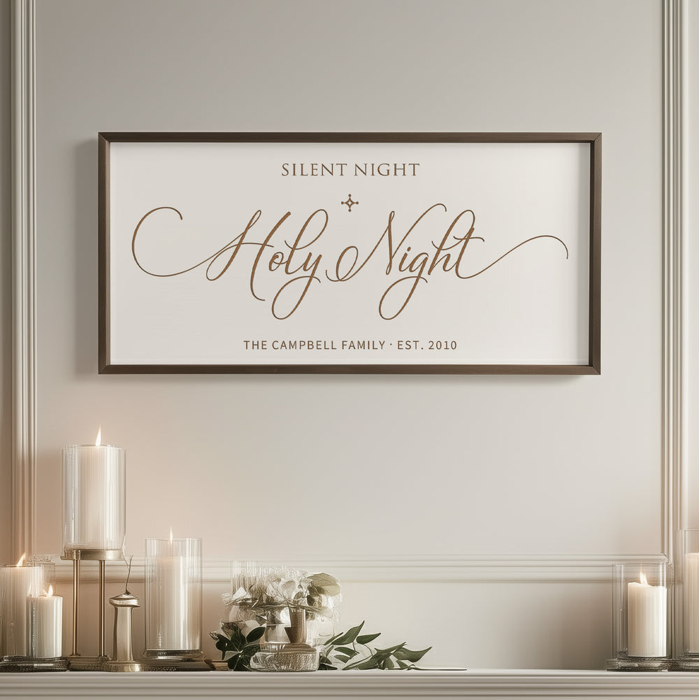 “Silent Night, Holy Night” Engraved Christmas Wall Sign – Personalized Holiday Home Décor