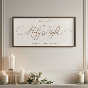“Silent Night, Holy Night” Engraved Christmas Wall Sign – Personalized Holiday Home Décor