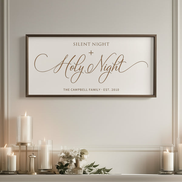 “Silent Night, Holy Night” Engraved Christmas Wall Sign – Personalized Holiday Home Décor