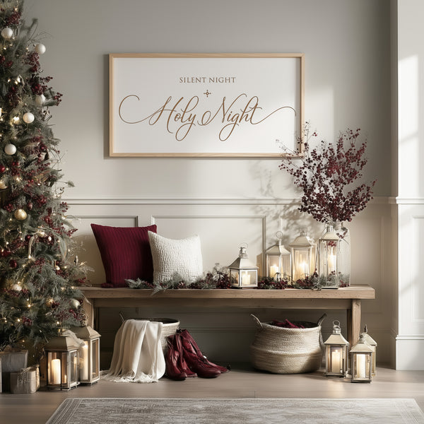 “Silent Night, Holy Night” Engraved Christmas Wall Sign – Personalized Holiday Home Décor