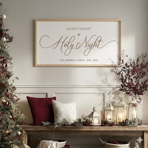 “Silent Night, Holy Night” Engraved Christmas Wall Sign – Personalized Holiday Home Décor