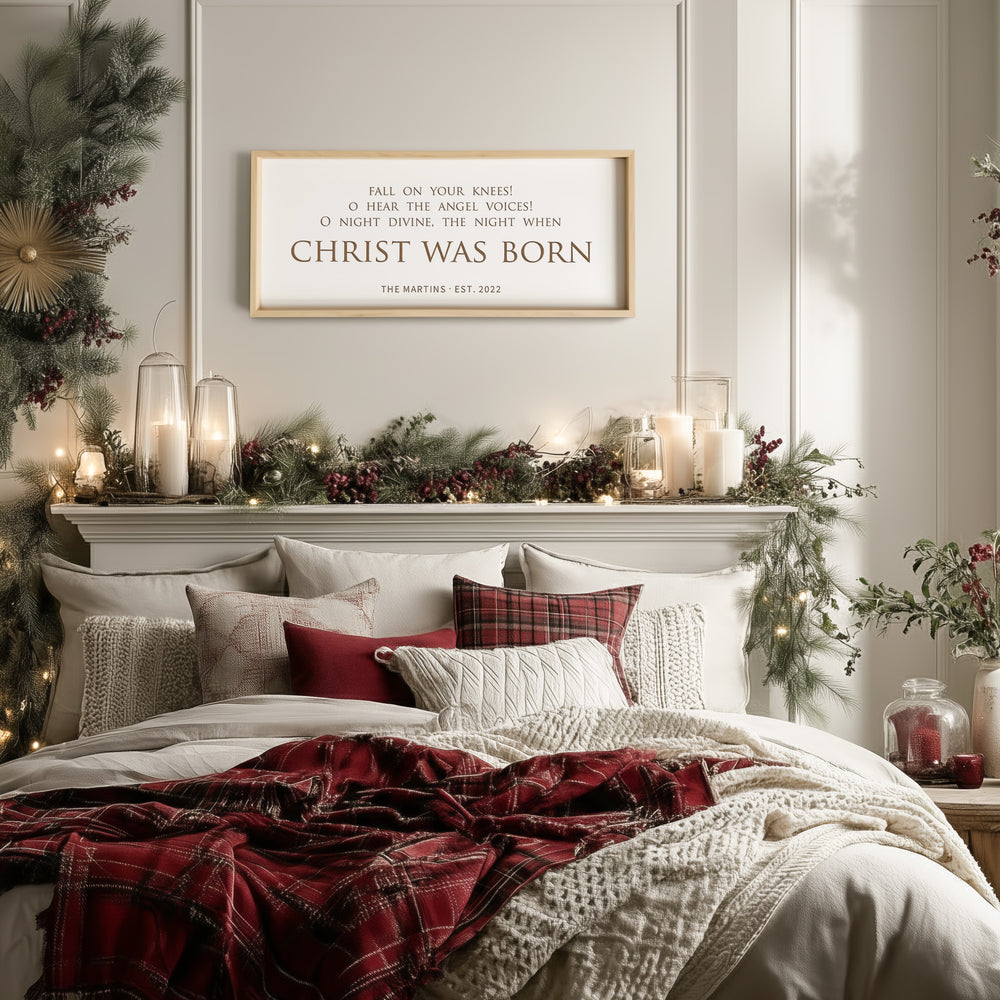 “Fall On Your Knees” Engraved Christmas Wall Sign – O Holy Night Scripture Art