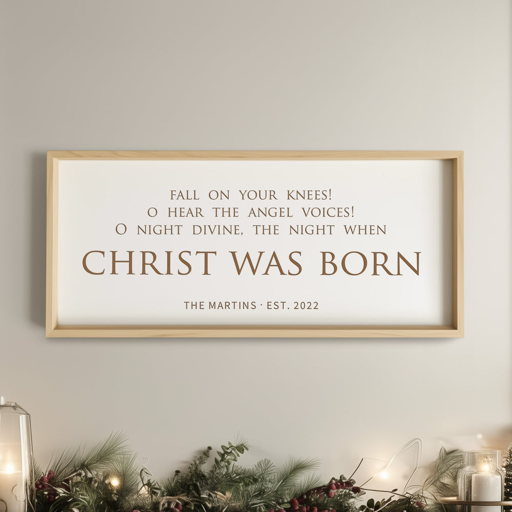“Fall On Your Knees” Engraved Christmas Wall Sign – O Holy Night Scripture Art