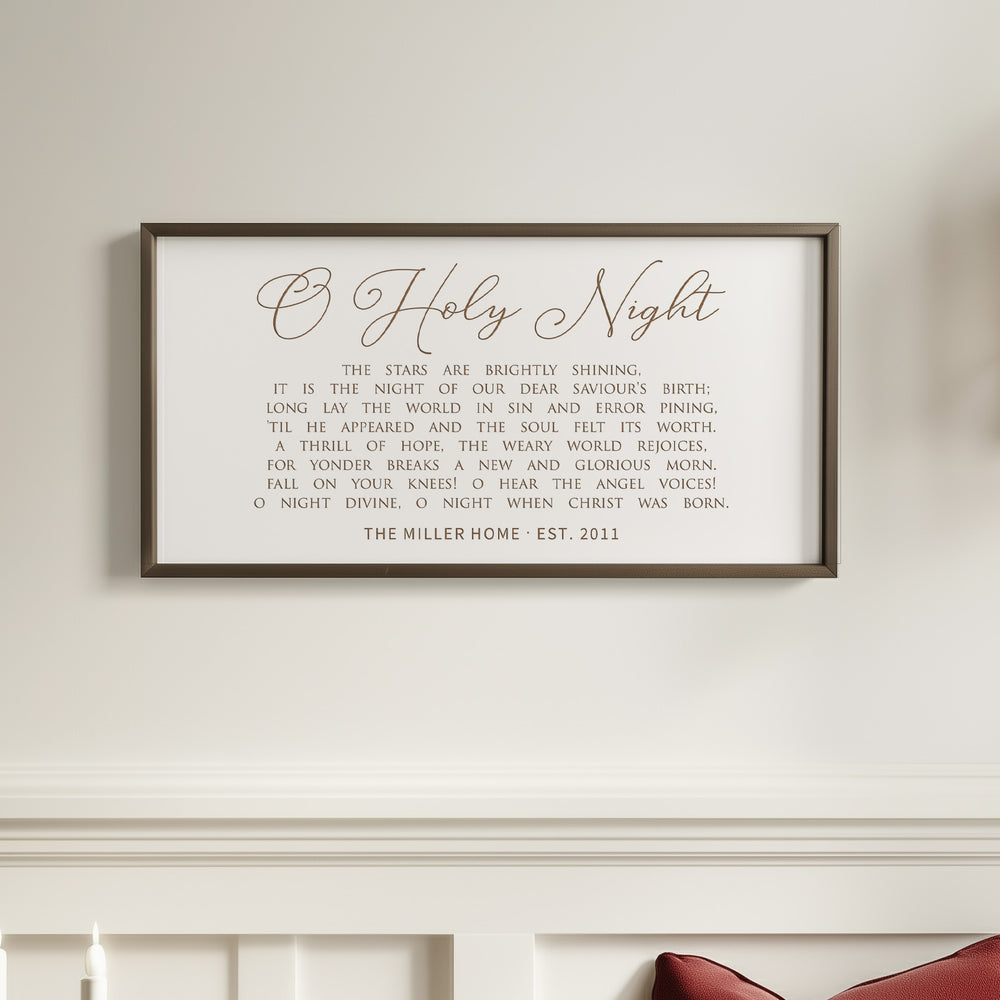 “O Holy Night” Engraved Christmas Wall Sign – Personalized Christian Holiday Décor