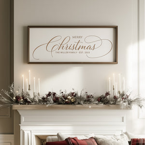 “Merry Christmas” Engraved Wall Sign – Personalized Holiday Home Décor