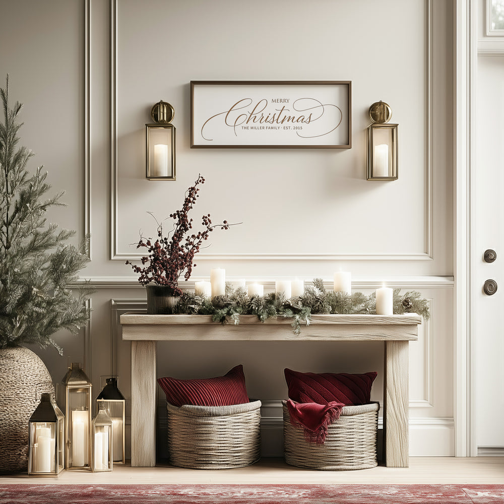 “Merry Christmas” Engraved Wall Sign – Personalized Holiday Home Décor