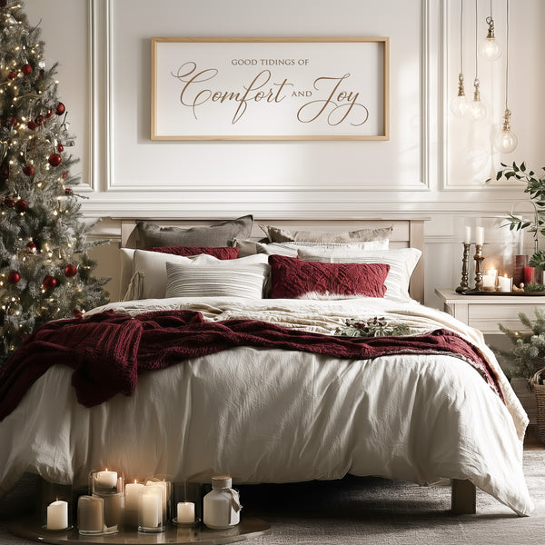 “Good Tidings of Comfort and Joy” Engraved Wall Sign – Rustic Christmas Home Décor