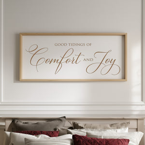 “Good Tidings of Comfort and Joy” Engraved Wall Sign – Rustic Christmas Home Décor