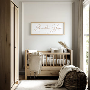 Custom Baby Name Sign – Engraved Nursery Wall Art with Classic Font – Personalized Baby Room Decoration