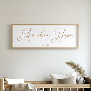 Custom Baby Name Sign – Engraved Nursery Wall Art with Classic Font – Personalized Baby Room Decoration