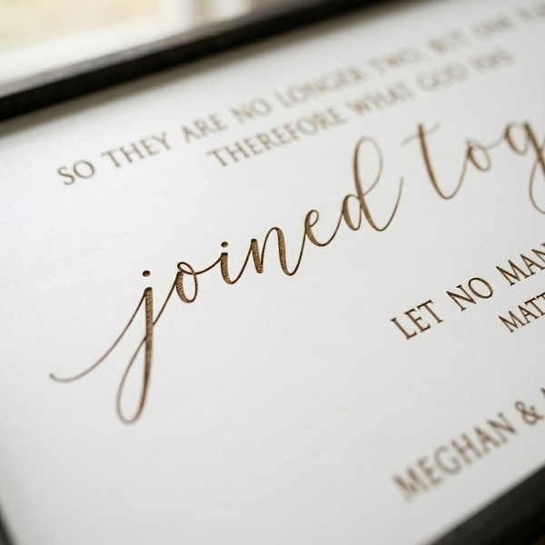 “Joined Together” Personalized Scripture Sign – Matthew 19:6 Wedding & Anniversary Wall Art