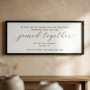 “Joined Together” Personalized Scripture Sign – Matthew 19:6 Wedding & Anniversary Wall Art