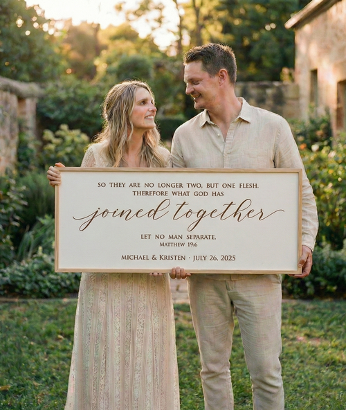 Joined Together” Personalized Scripture Sign – Matthew 19:6 Wedding &